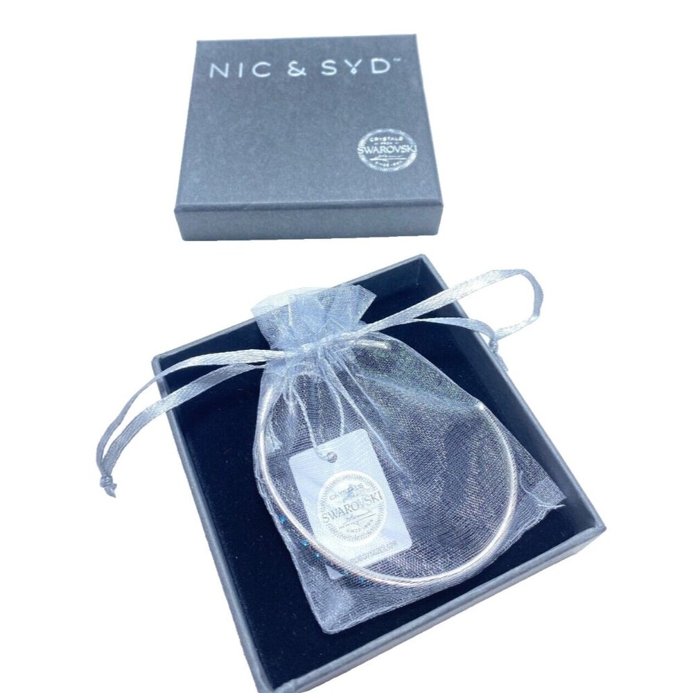 Blue & Silver C Nic & Syd Swarovski Bangle Bracelet – With Verification Code